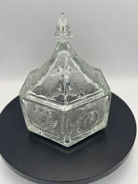 Clear Pressed Glass Lidded Candy Dish Indiana Glass